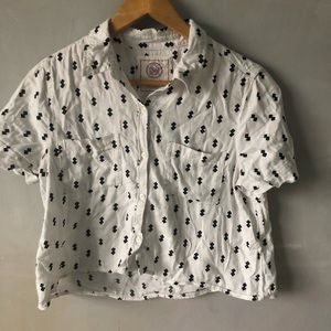 black and white patterned crop top